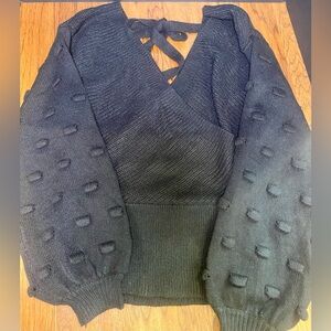NWT Closet Candy Chic Black‎ V-Neck Sweater with Textured Sleeves